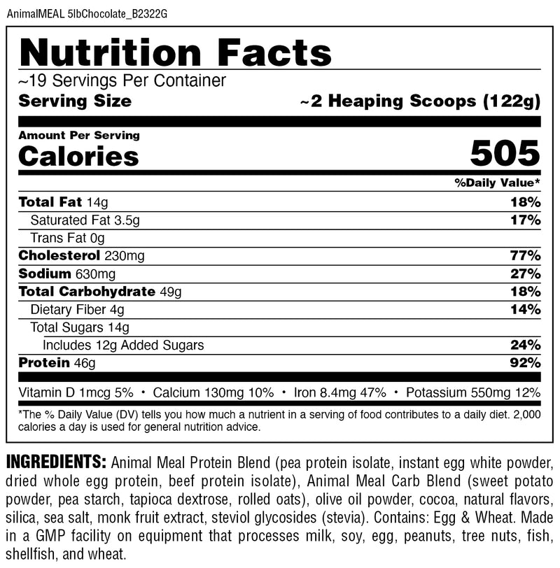 Animal Meal Chocolate Nutrition Facts 43990803611968