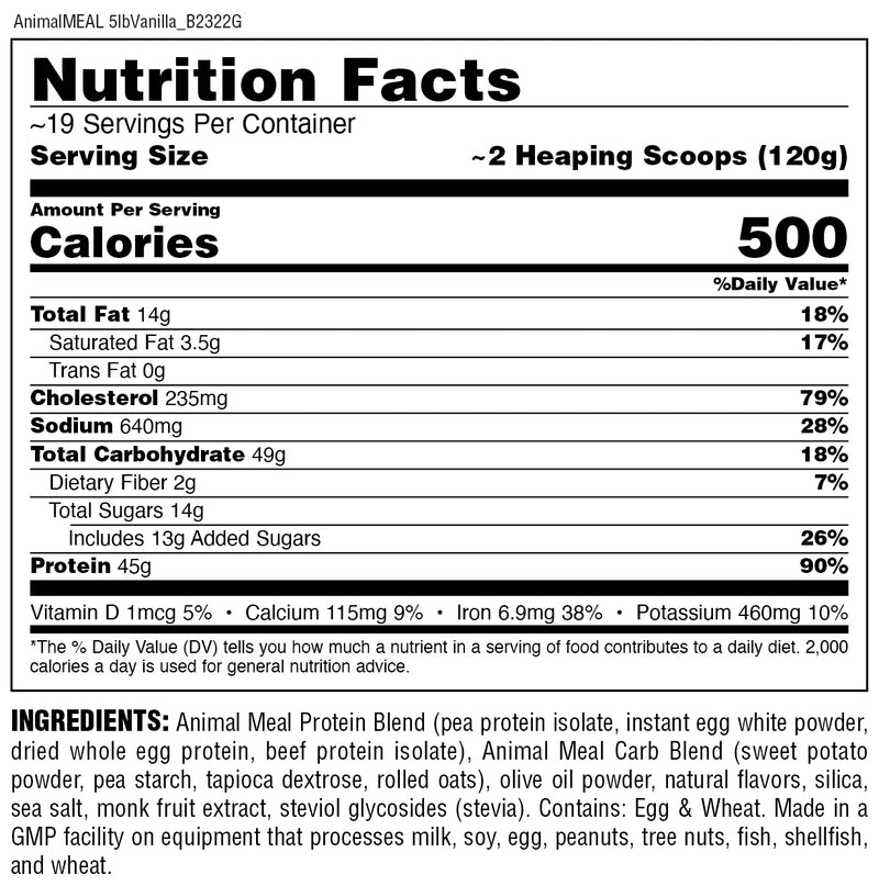 Animal Meal Vanilla Nutrition Facts 43990803677504