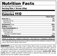 100 Whey Cookies & Cream Supplement Facts 50041510035776