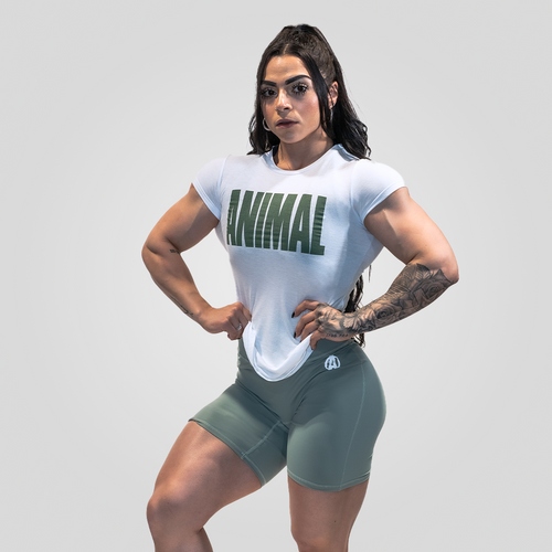 Animal Women Iconic White and Green Tee