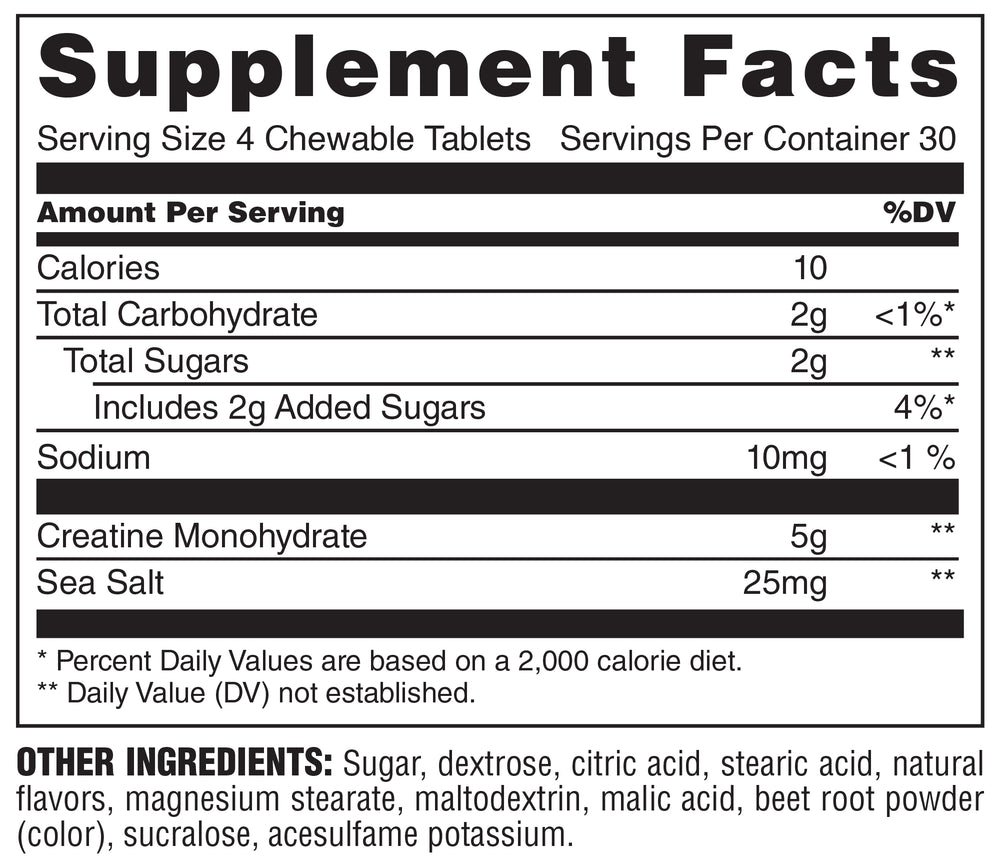 Animal Creatine Chews Watermelon Lime Nutrition Facts
