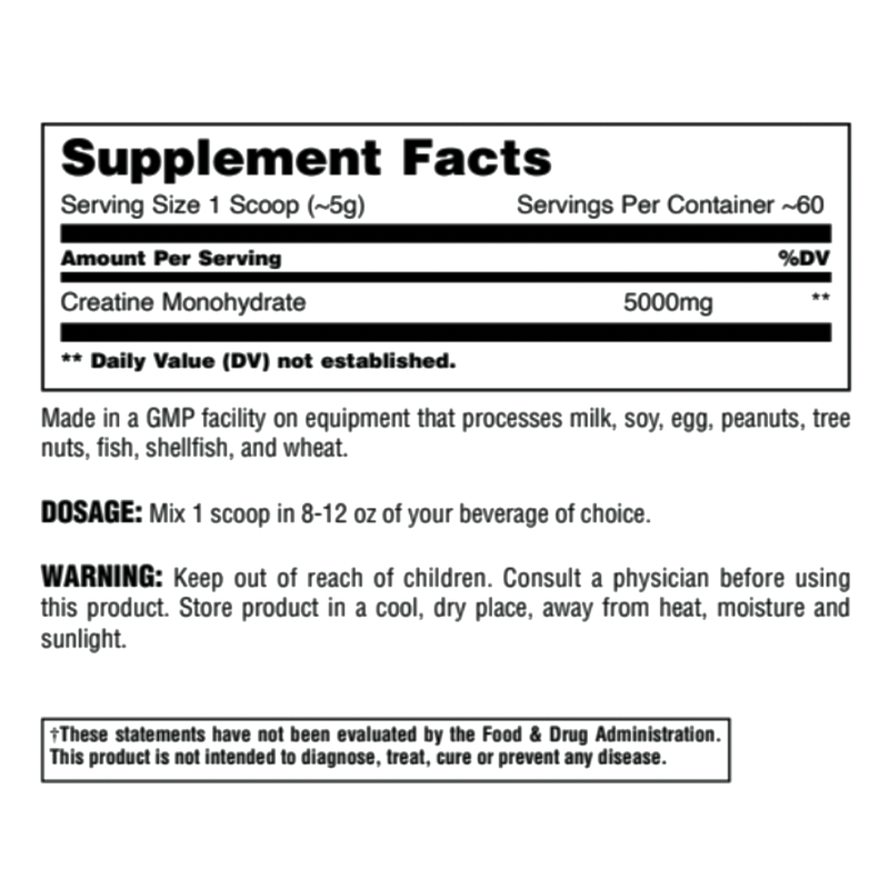 Micronized Creatine Supplement Facts 300g 43990825697600