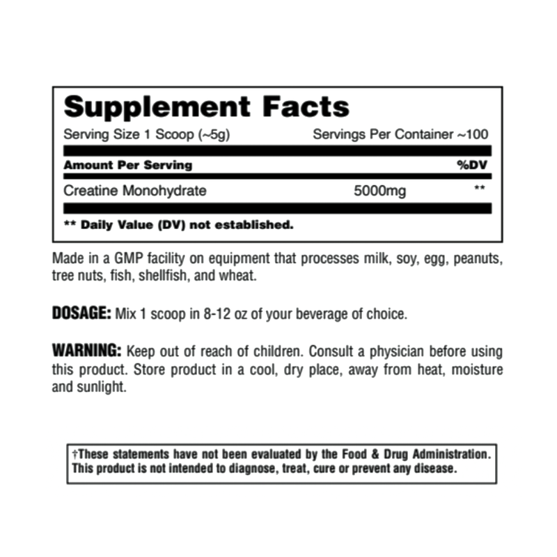 Micronized Creatine Supplement Facts 500g 43990825730368
