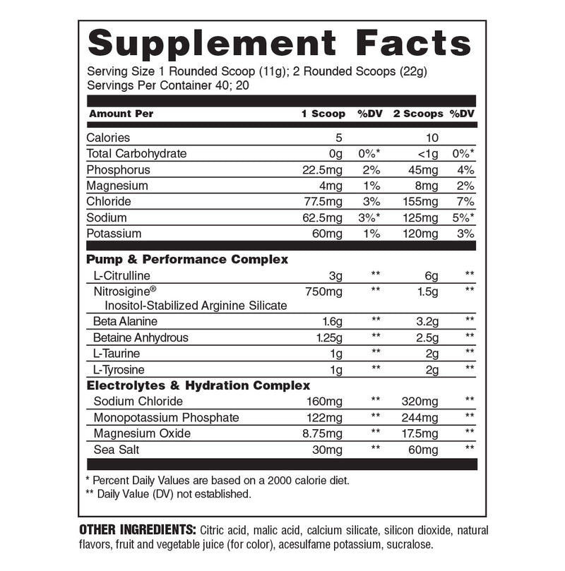 Pump NS Dragon Berry Supplement Facts 50502776783168