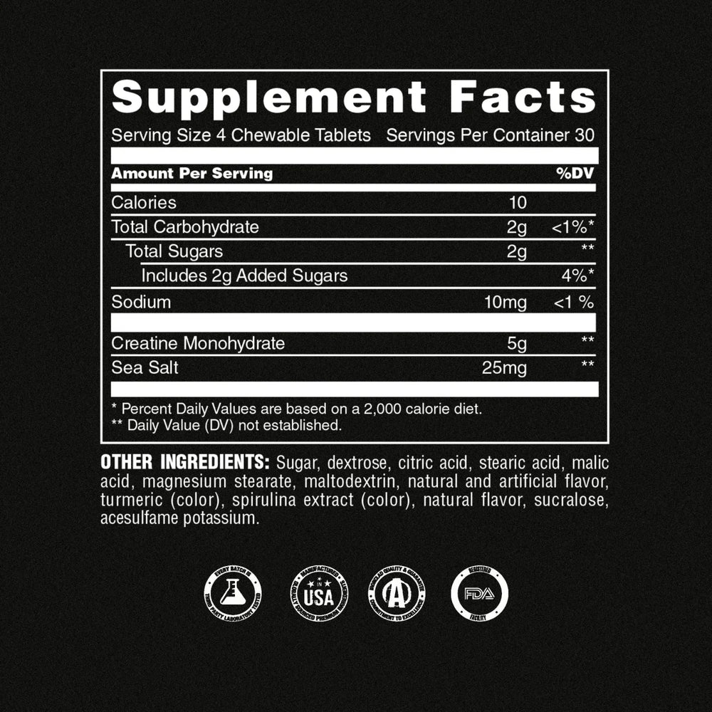 ANIMAL Creatine Chews Sour Surge Supp Facts