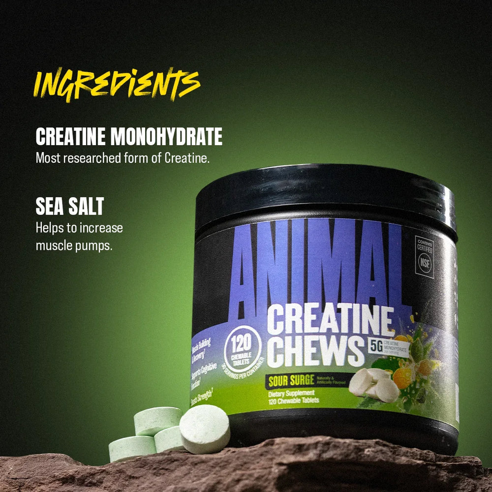 ANIMAL Creatine Chews Sour Surge ingredients