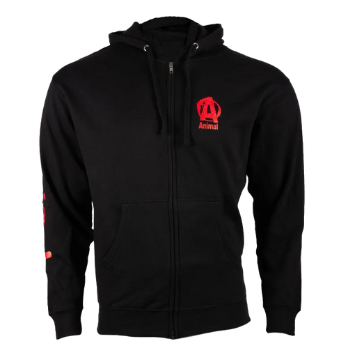 Animal Red Logo Black Zip-Up