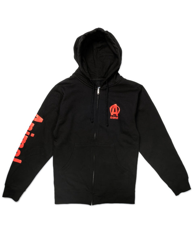 Animal Red Logo Black Zip-Up